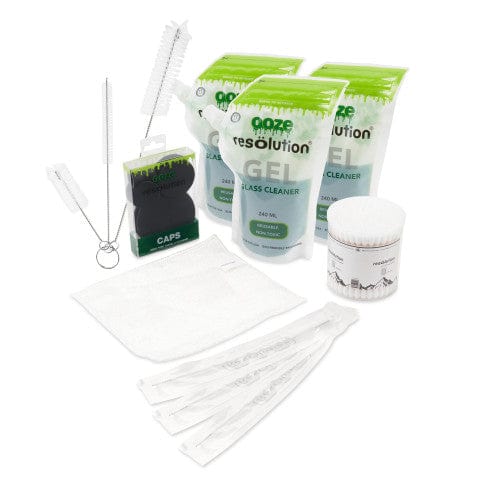 Ooze Resolution Gel 3-Pack Combo: Glass Bong &amp; Pipe Cleaning Kit w/ Brushes Bundle